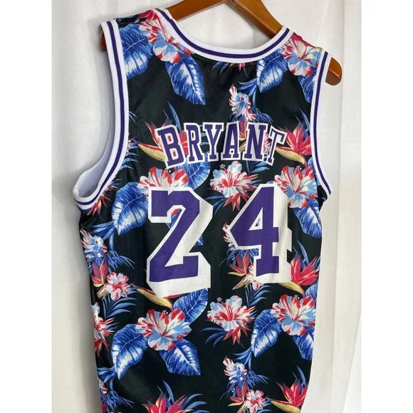 Kobe Bryant 24 LA Lakers Jersey Size 44 L Mens Floral Mitchell Ness Basketball - Picture 6 of 8
